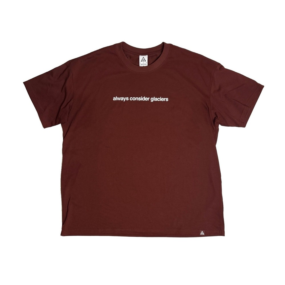Nike Men's ACG Glacier Short Sleeve T-shirt Oxen Brown Loose Fit Size XL